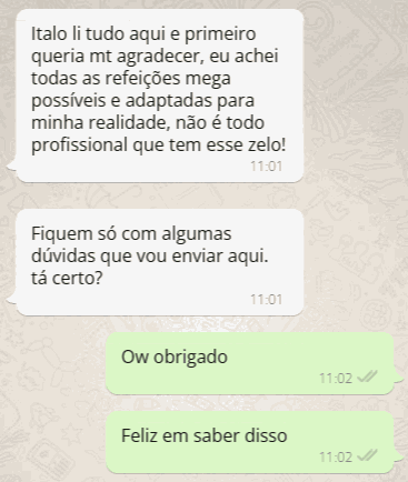 Print de depoimento de paciente